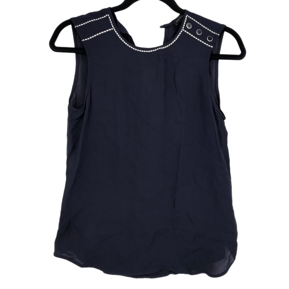 Ann Taylor Blue & White Sleeveless Blouse | Timeless Classic Style